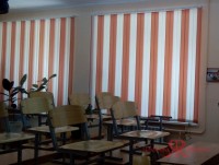 Вертикальные жалюзи с чередованием цветов в школе